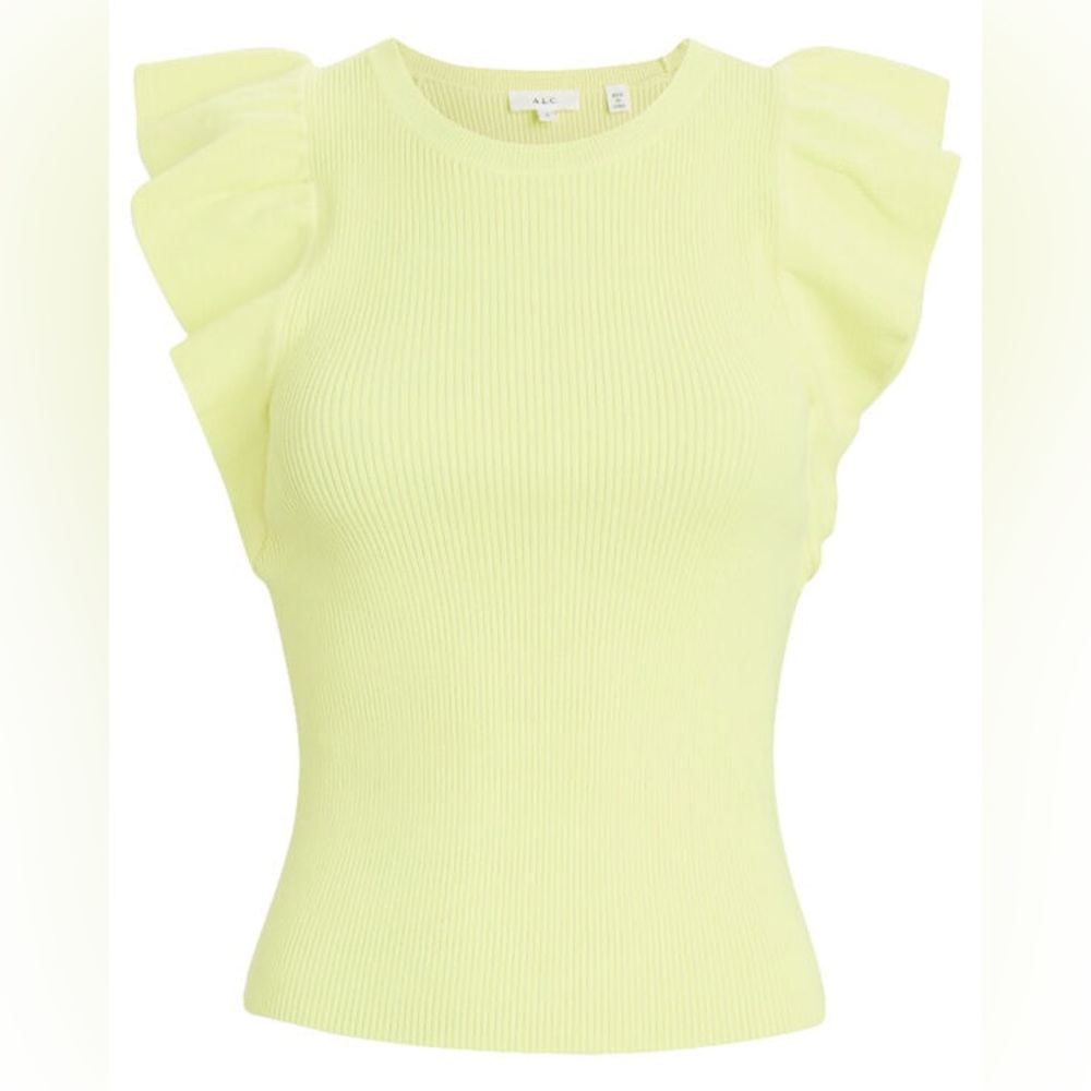 ALC Holly Ruffled Tank Top Neon Yellow